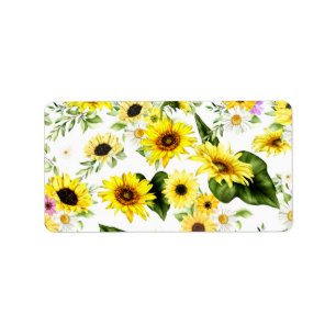Watercolor Sunflower 7 Label