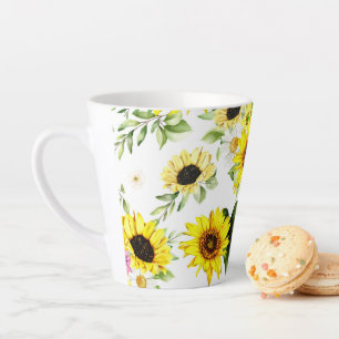Watercolor Sunflower 7 Latte Mug