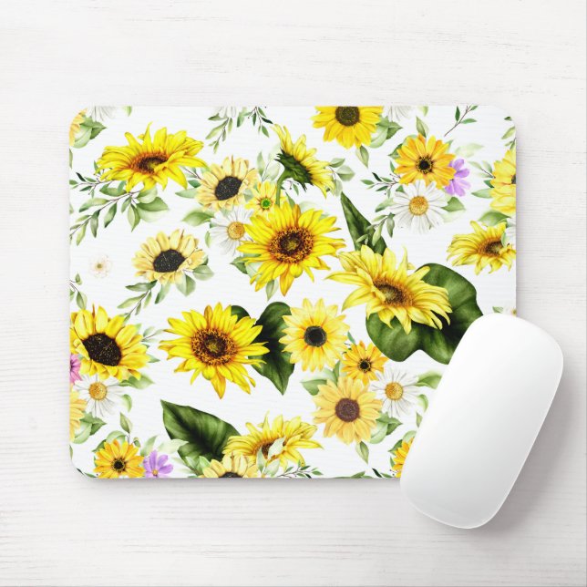Watercolor Sunflower 7 Mouse Pad (With Mouse)