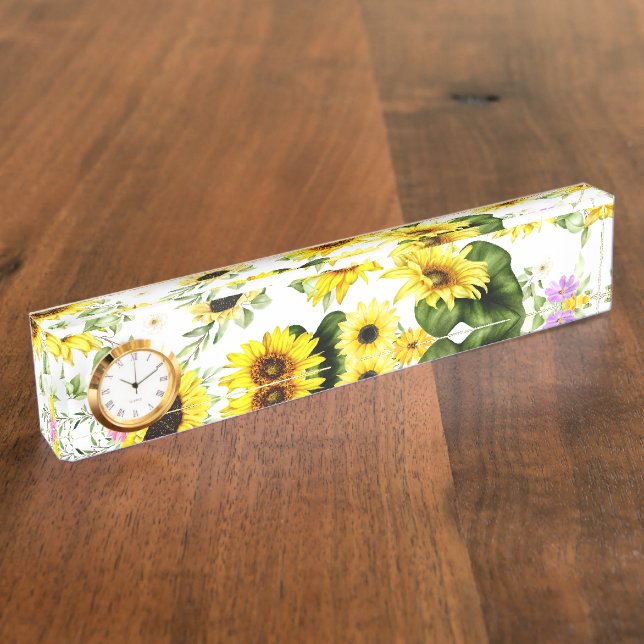 Watercolor Sunflower 7 Nameplate (Side)