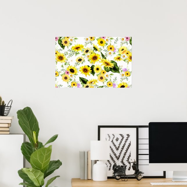 Watercolor Sunflower 7 Poster (Home Office)