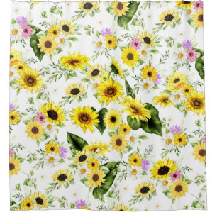 Watercolor Sunflower 7 Shower Curtain