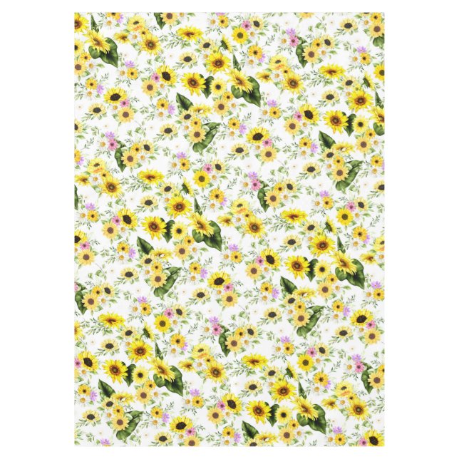 Watercolor Sunflower 7 Tablecloth (Front)