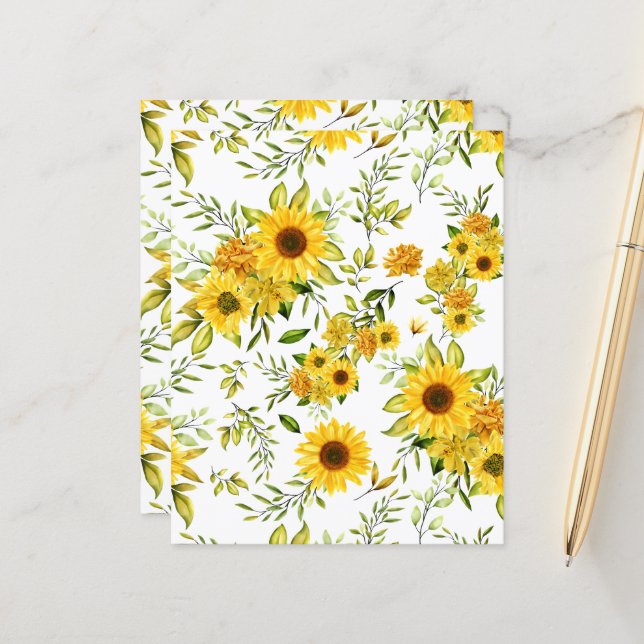 Watercolor Sunflower 8 (Front/Back In Situ)