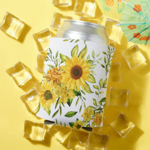 Watercolor Sunflower 8 Can Cooler