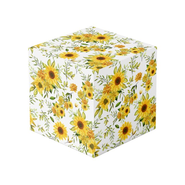 Watercolor Sunflower 8 Cube (Front Angled)