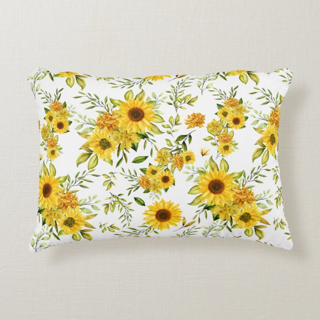 Watercolor Sunflower 8 Decorative Cushion (Front)