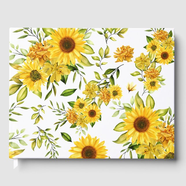 Watercolor Sunflower 8 Guest Book (Front)