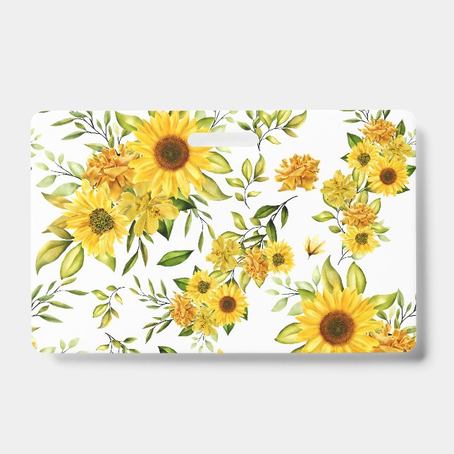 Watercolor Sunflower 8 ID Badge (Front)