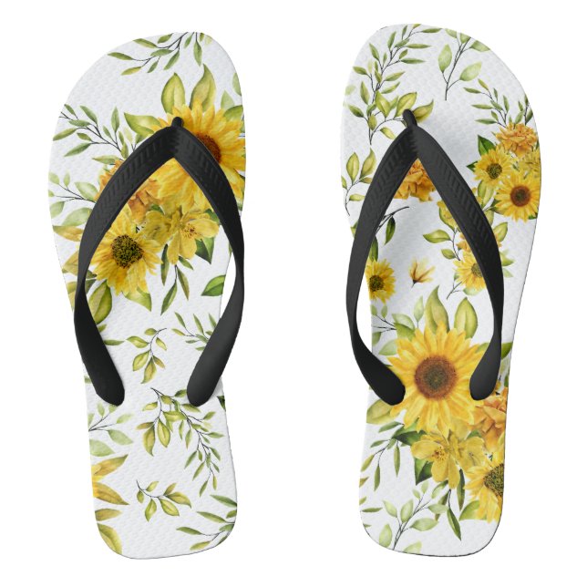 Watercolor Sunflower 8 Jandals (Footbed)