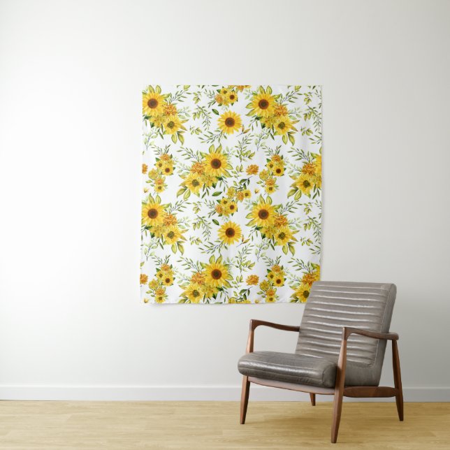 Watercolor Sunflower 8 Tapestry (In Situ)