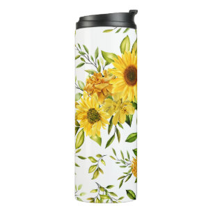 Watercolor Sunflower 8 Thermal Tumbler