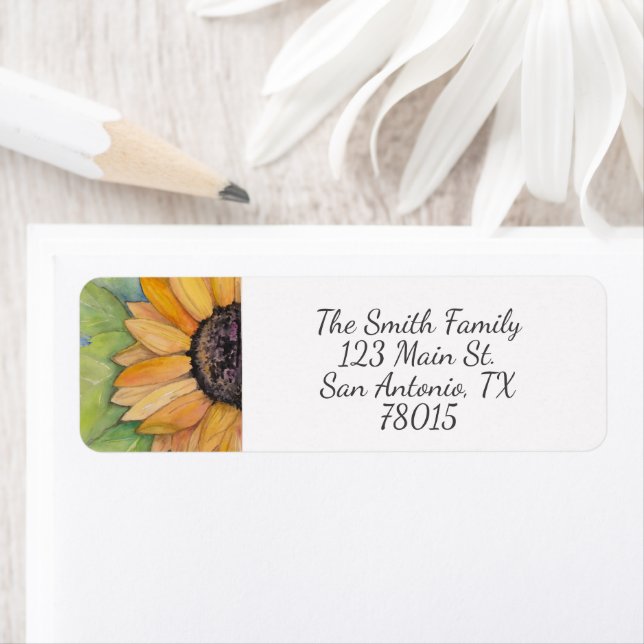 Watercolor Sunflower Address (Insitu)