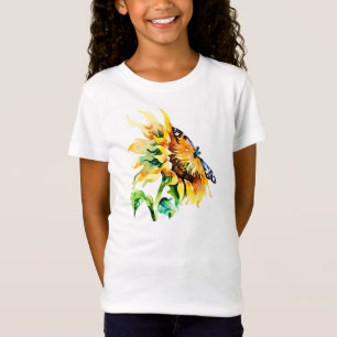 Watercolor sunflower and butterfly T-Shirt