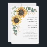 Watercolor Sunflower and Eucalyptus Wedding Invitation<br><div class="desc">Sunflower Floral Eucalyptus Wedding Invitation. Create a modern Sunflower Floral Wedding invitation card with this cute template featuring beautiful rustic floral bouquet, with modern typography. TIP: Matching wedding suite cards like RSVP, wedding programs, banners, tapestry, gift tags, signs, and other wedding keepsakes and goodies are available in the collection below...</div>