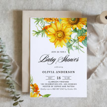 Watercolor Sunflower and Sea Buckthorn Baby Shower