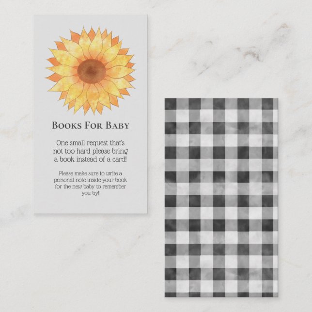 Watercolor Sunflower Baby Shower Book Request Enclosure Card (Front/Back)