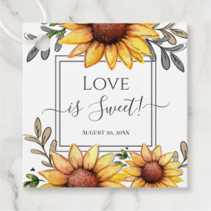 Watercolor Sunflower Baby Shower Love is Sweet Favour Tags