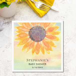 Watercolor Sunflower Baby Shower Napkin
