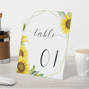 Watercolor Sunflower Baby Shower Table Numbers Pedestal Sign
