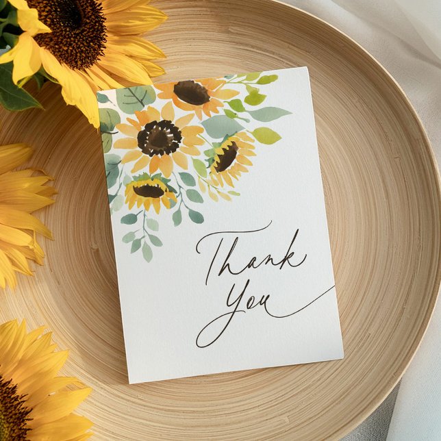Watercolor Sunflower Baby Shower Thank You Card (Creator Uploaded)