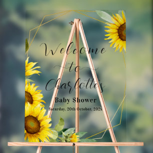 Watercolor Sunflower Baby Shower Welcome Acrylic Sign