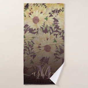 Watercolor Sunflower Bath Towel
