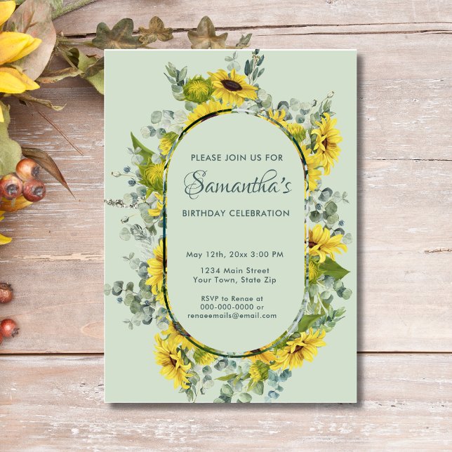 Watercolor Sunflower Birthday Party  Invitation (Creator Uploaded)