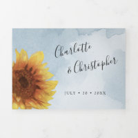 Watercolor sunflower blush blue all in one wedding