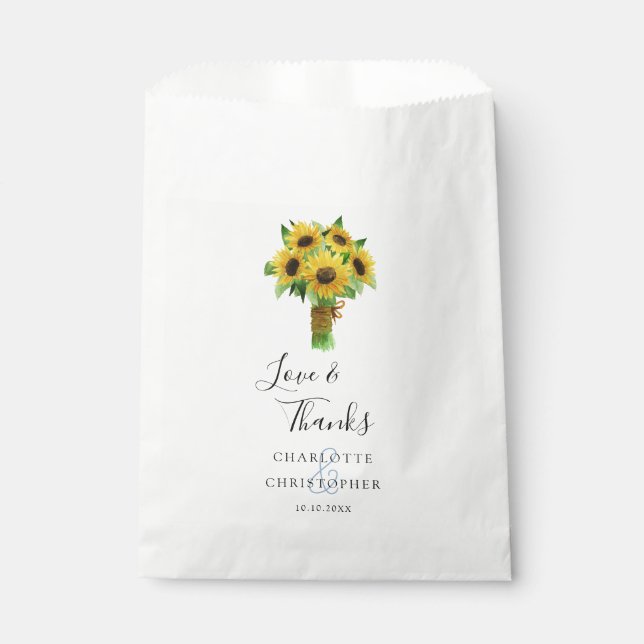 watercolor sunflower bouquet favour bags (Front)