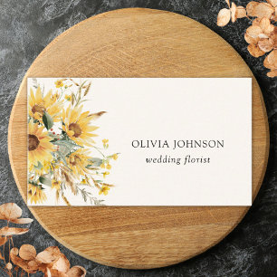 Watercolor Sunflower Bouquet Floral Business Card