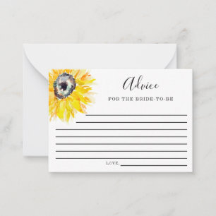 Watercolor Sunflower Bridal Shower Advice Elegant