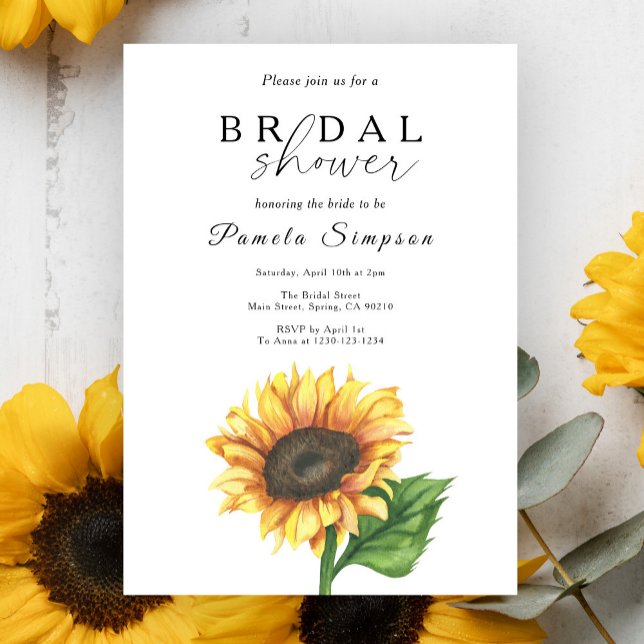 Watercolor Sunflower Bridal Shower  Invitation (Creator Uploaded)