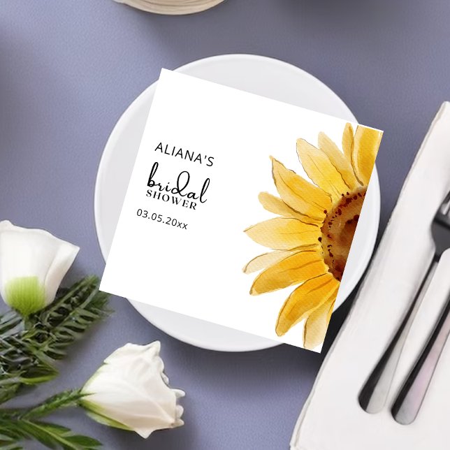 Watercolor Sunflower bridal shower napkins (Creator Uploaded)