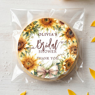 Watercolor Sunflower Bridal Shower Thank You Classic Round Sticker