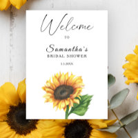 Watercolor sunflower Bridal shower welcome