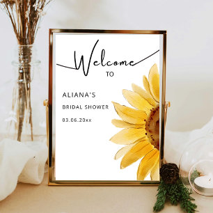 Watercolor Sunflower bridal shower welcome sign
