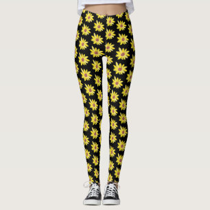 Watercolor Sunflower Buds Vibrant Hand Painted  Leggings