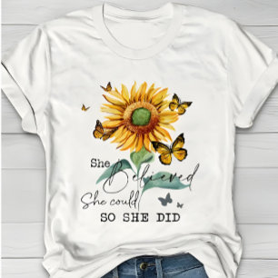 Watercolor Sunflower & Butterfly Inspirational  T-Shirt