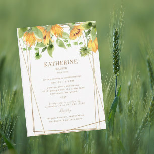 Watercolor Sunflower Cascade Bridal Shower Invitation