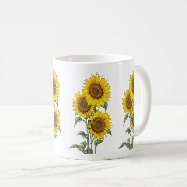 Watercolor Sunflower Coffee Mug (Front Right)