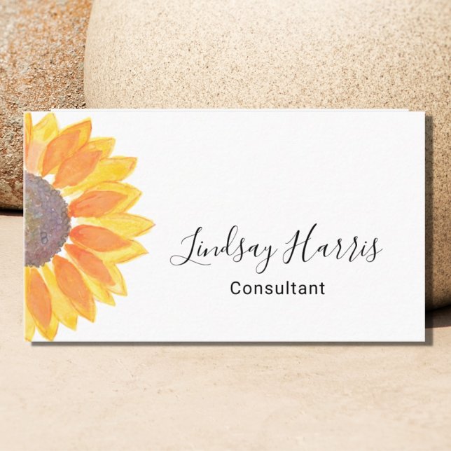 Watercolor Sunflower Consultant Business Card (Creator Uploaded)