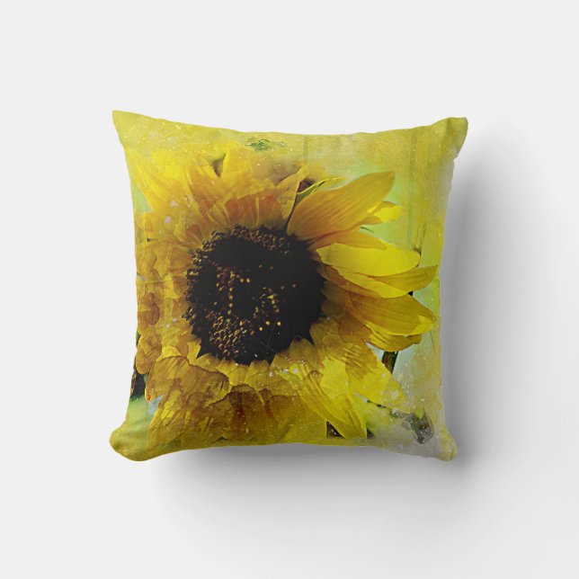 Watercolor Sunflower Cushion (Front)