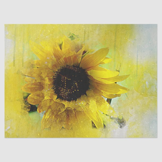 Watercolor Sunflower Decoupage Tissue Paper (Front)