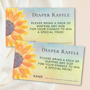 Watercolor Sunflower Diaper Raffle Baby Shower Enclosure Card