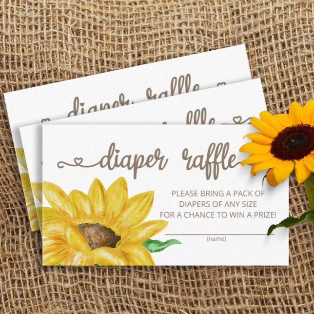 Watercolor Sunflower diaper raffle ticket Enclosure Card (Creator Uploaded)