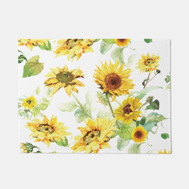 Watercolor Sunflower Doormat (Front)