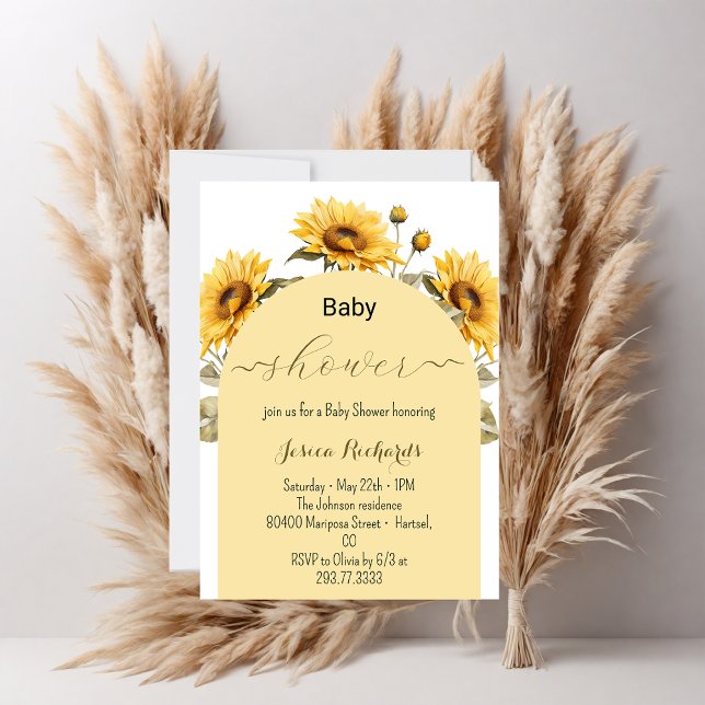 Watercolor Sunflower Elegant Baby Shower Invitation (Creator Uploaded)