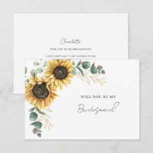 Watercolor Sunflower Eucalyptus Be My Bridesmaid Invitation