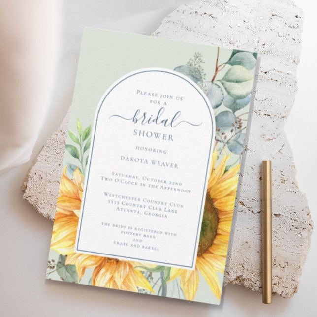 Watercolor Sunflower Eucalyptus Bridal Shower Invi Invitation (Creator Uploaded)
